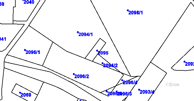 Parcela st. 2095 v KÚ Rýmařov, Katastrální mapa