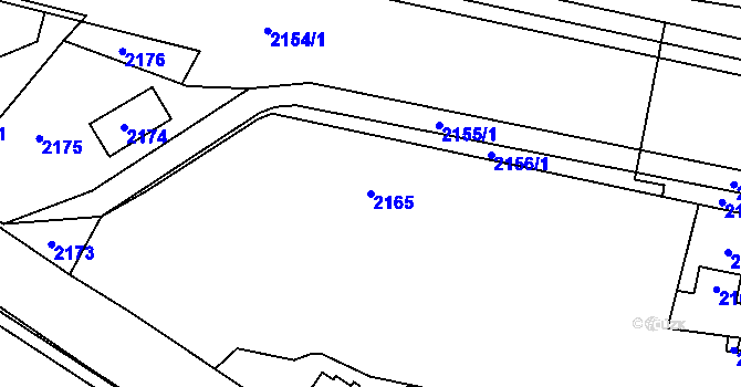 Parcela st. 2165 v KÚ Rýmařov, Katastrální mapa