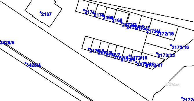 Parcela st. 2172/6 v KÚ Rýmařov, Katastrální mapa
