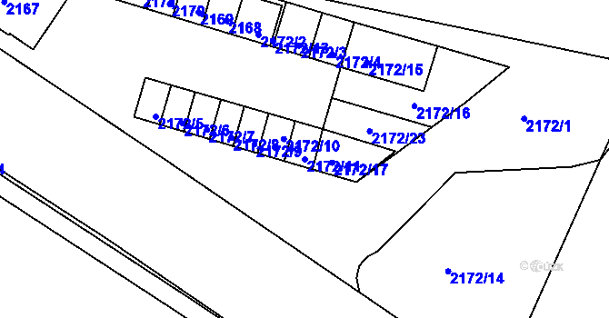 Parcela st. 2172/11 v KÚ Rýmařov, Katastrální mapa