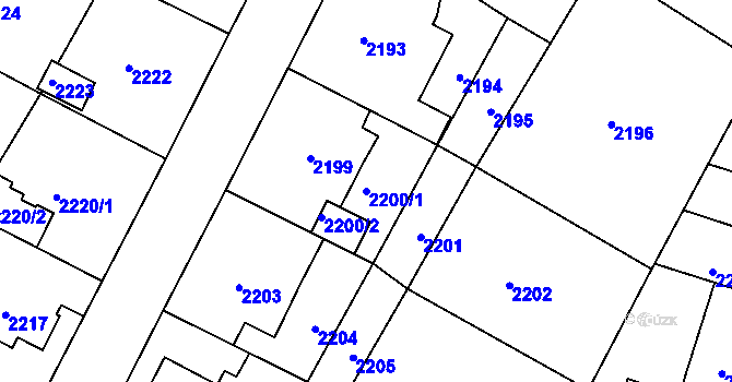Parcela st. 2200/1 v KÚ Rýmařov, Katastrální mapa