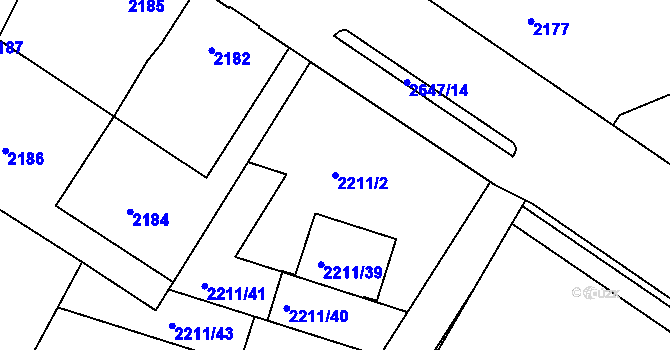 Parcela st. 2211/2 v KÚ Rýmařov, Katastrální mapa