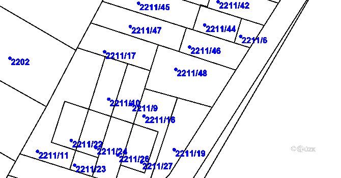 Parcela st. 2211/8 v KÚ Rýmařov, Katastrální mapa