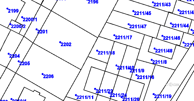 Parcela st. 2211/18 v KÚ Rýmařov, Katastrální mapa