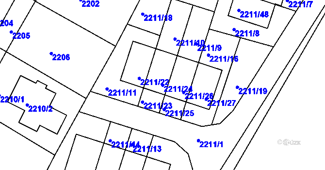 Parcela st. 2211/24 v KÚ Rýmařov, Katastrální mapa