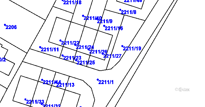 Parcela st. 2211/27 v KÚ Rýmařov, Katastrální mapa