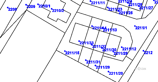 Parcela st. 2211/33 v KÚ Rýmařov, Katastrální mapa