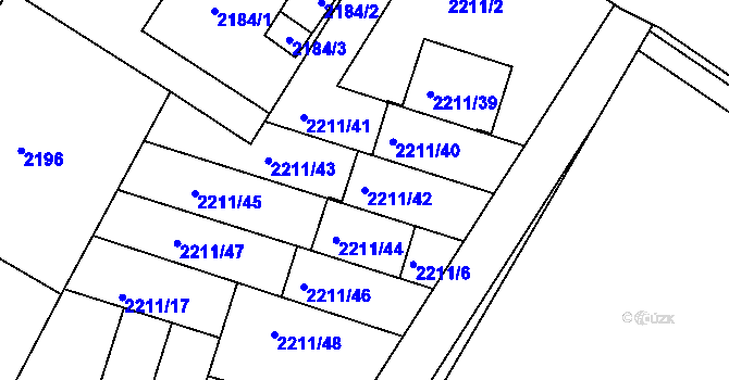 Parcela st. 2211/42 v KÚ Rýmařov, Katastrální mapa