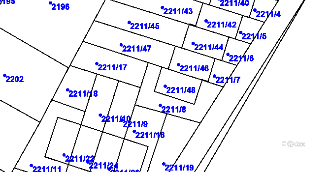 Parcela st. 2211/48 v KÚ Rýmařov, Katastrální mapa