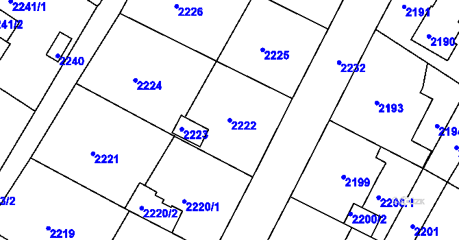 Parcela st. 2222 v KÚ Rýmařov, Katastrální mapa