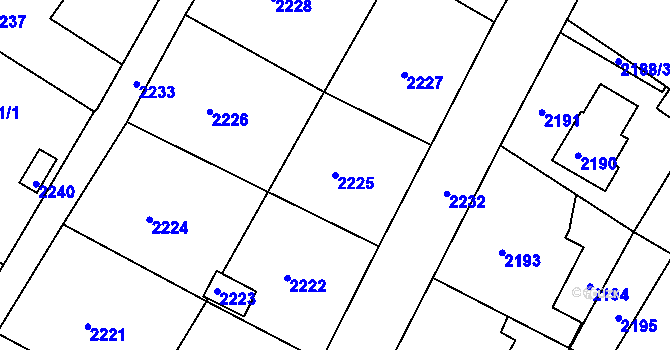Parcela st. 2225 v KÚ Rýmařov, Katastrální mapa