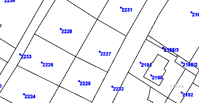 Parcela st. 2227 v KÚ Rýmařov, Katastrální mapa