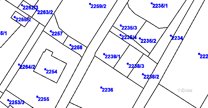 Parcela st. 2238/1 v KÚ Rýmařov, Katastrální mapa