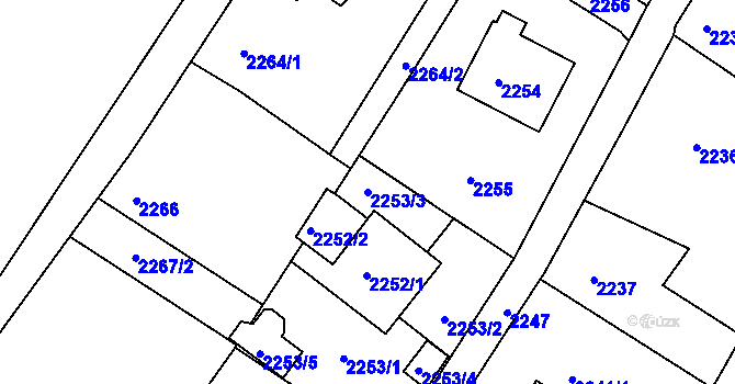 Parcela st. 2253/3 v KÚ Rýmařov, Katastrální mapa