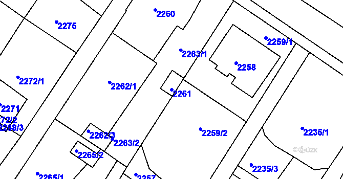 Parcela st. 2261 v KÚ Rýmařov, Katastrální mapa