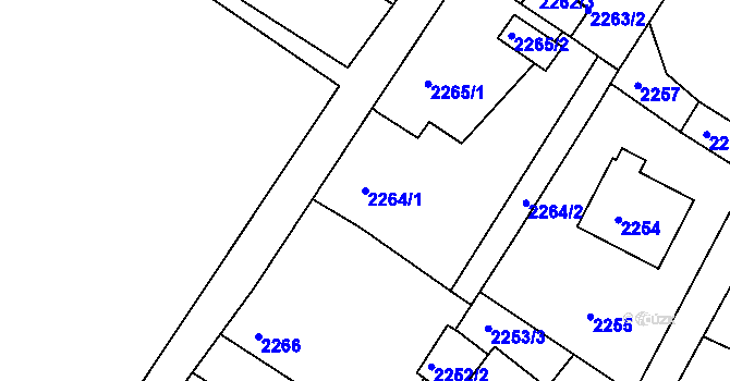 Parcela st. 2264/1 v KÚ Rýmařov, Katastrální mapa