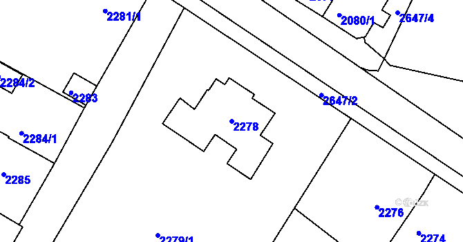 Parcela st. 2278 v KÚ Rýmařov, Katastrální mapa