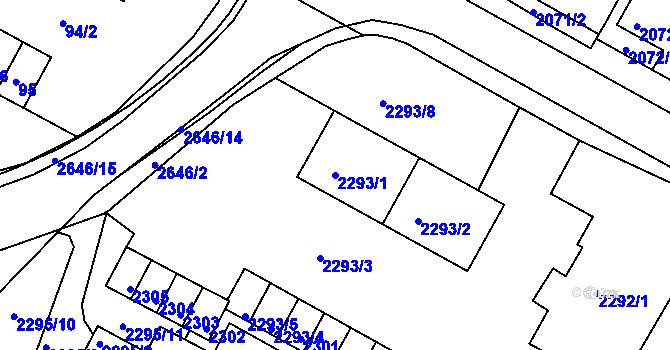 Parcela st. 2293/1 v KÚ Rýmařov, Katastrální mapa