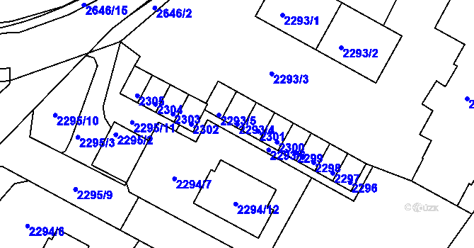 Parcela st. 2293/4 v KÚ Rýmařov, Katastrální mapa
