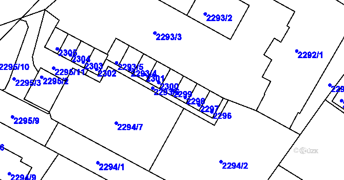 Parcela st. 2299 v KÚ Rýmařov, Katastrální mapa