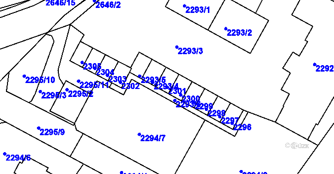 Parcela st. 2301 v KÚ Rýmařov, Katastrální mapa