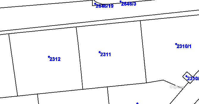 Parcela st. 2311 v KÚ Rýmařov, Katastrální mapa