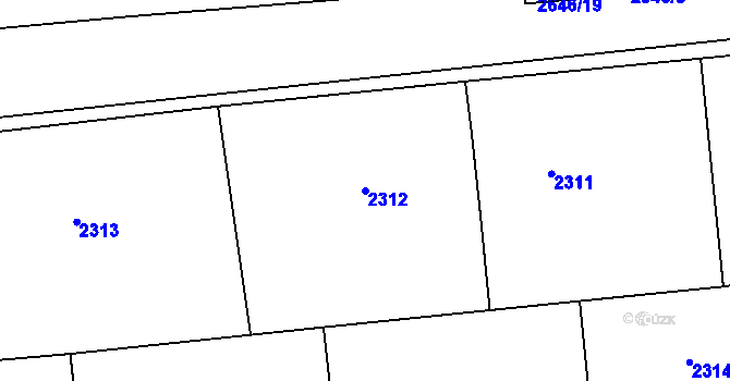 Parcela st. 2312 v KÚ Rýmařov, Katastrální mapa