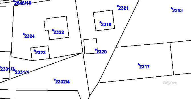 Parcela st. 2320 v KÚ Rýmařov, Katastrální mapa
