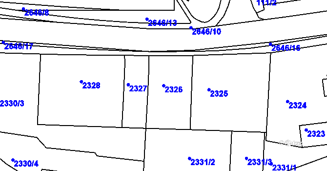 Parcela st. 2326 v KÚ Rýmařov, Katastrální mapa