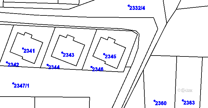 Parcela st. 2345 v KÚ Rýmařov, Katastrální mapa