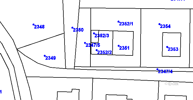 Parcela st. 2352/2 v KÚ Rýmařov, Katastrální mapa