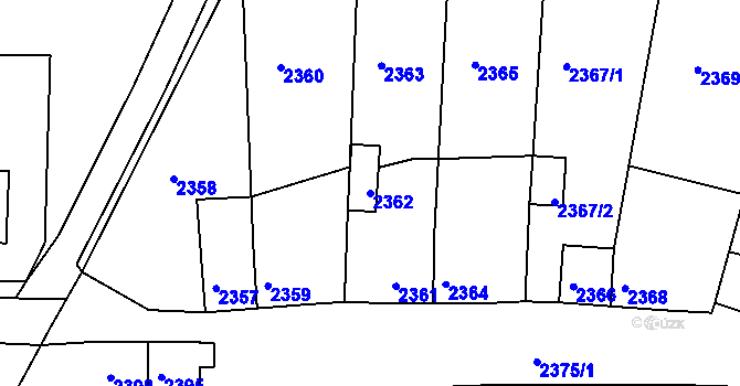 Parcela st. 2362 v KÚ Rýmařov, Katastrální mapa