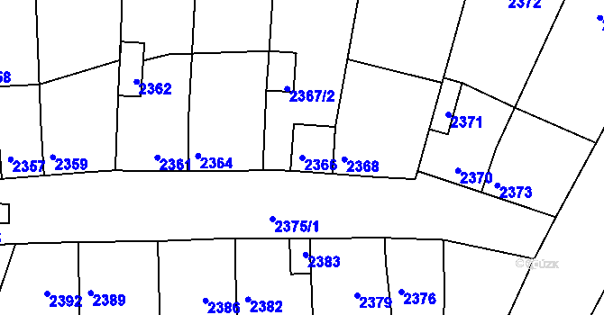Parcela st. 2366 v KÚ Rýmařov, Katastrální mapa