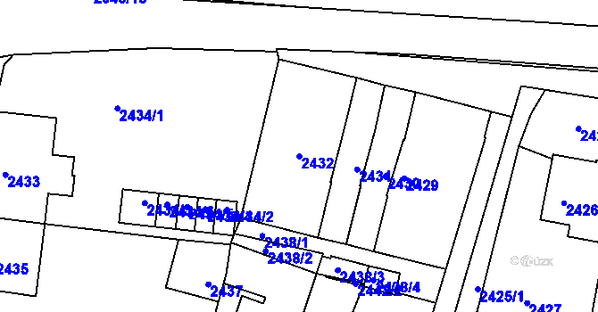Parcela st. 2432 v KÚ Rýmařov, Katastrální mapa