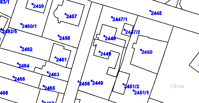 Parcela st. 2448 v KÚ Rýmařov, Katastrální mapa