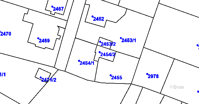 Parcela st. 2454/2 v KÚ Rýmařov, Katastrální mapa