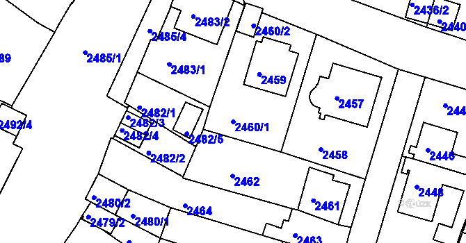 Parcela st. 2460/1 v KÚ Rýmařov, Katastrální mapa