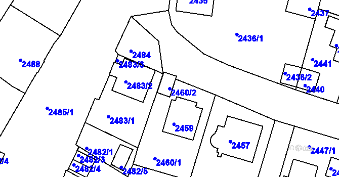 Parcela st. 2460/2 v KÚ Rýmařov, Katastrální mapa