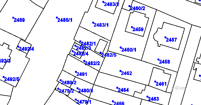 Parcela st. 2482/5 v KÚ Rýmařov, Katastrální mapa