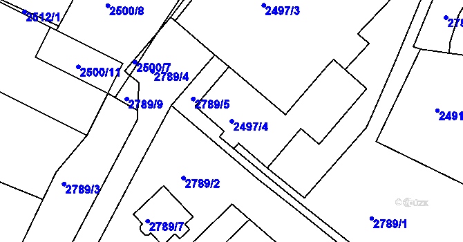 Parcela st. 2497/4 v KÚ Rýmařov, Katastrální mapa