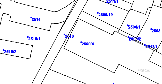 Parcela st. 2500/4 v KÚ Rýmařov, Katastrální mapa
