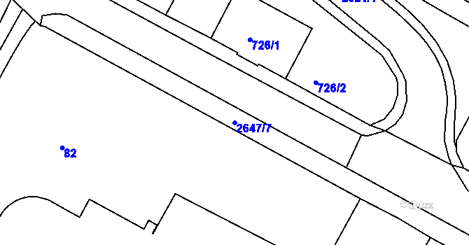 Parcela st. 2647/7 v KÚ Rýmařov, Katastrální mapa