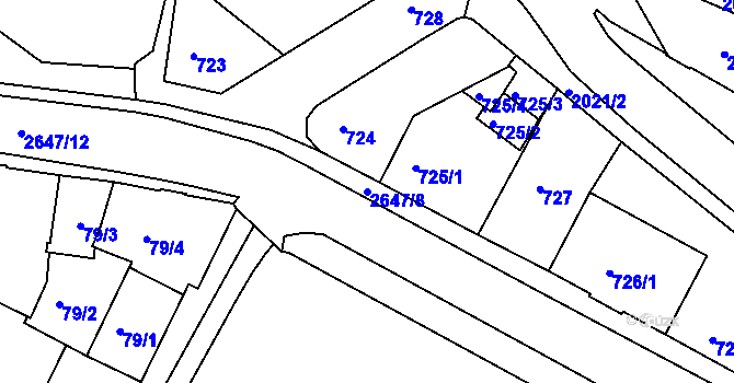 Parcela st. 2647/8 v KÚ Rýmařov, Katastrální mapa