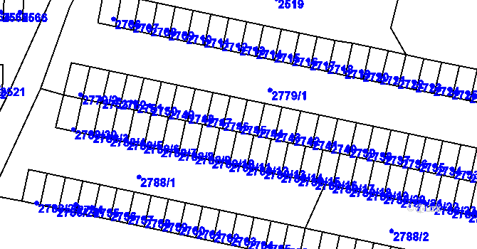 Parcela st. 2745 v KÚ Rýmařov, Katastrální mapa