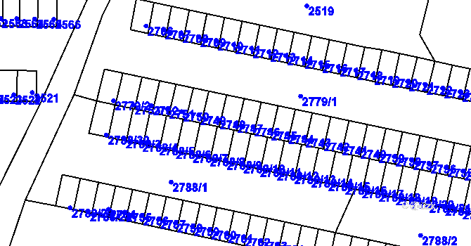 Parcela st. 2747 v KÚ Rýmařov, Katastrální mapa