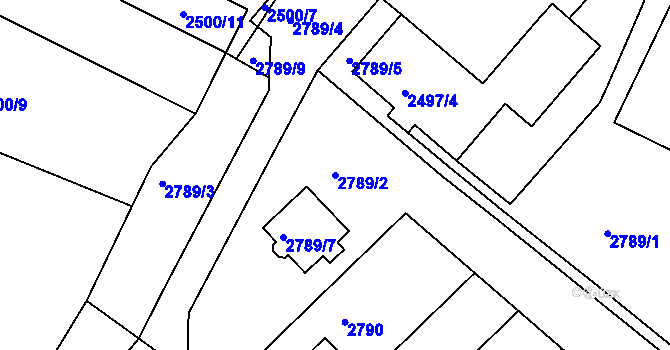 Parcela st. 2789/2 v KÚ Rýmařov, Katastrální mapa