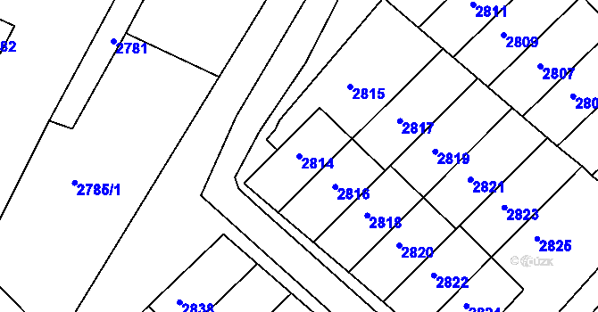 Parcela st. 2814 v KÚ Rýmařov, Katastrální mapa