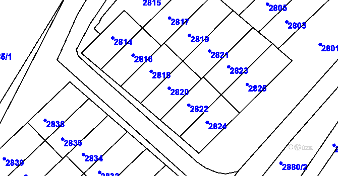 Parcela st. 2820 v KÚ Rýmařov, Katastrální mapa