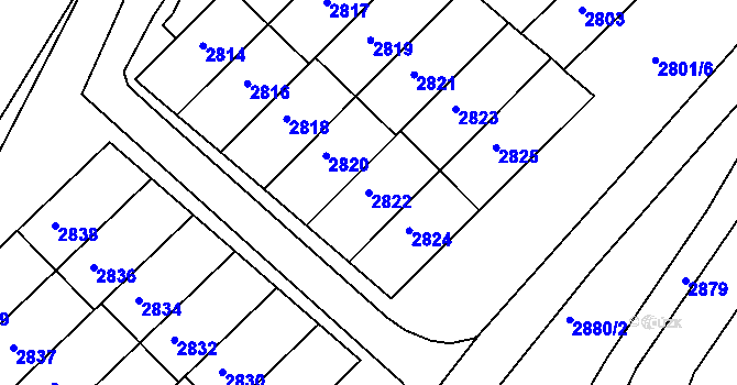Parcela st. 2822 v KÚ Rýmařov, Katastrální mapa