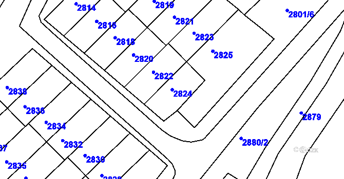 Parcela st. 2824 v KÚ Rýmařov, Katastrální mapa